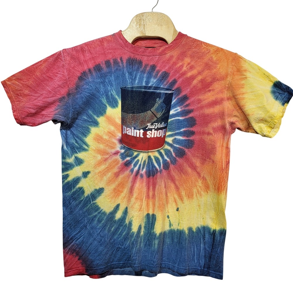True Value‎ Paint Shop Mens Tie Dye Graphic T-Shirt Multicolor Spiral XL
